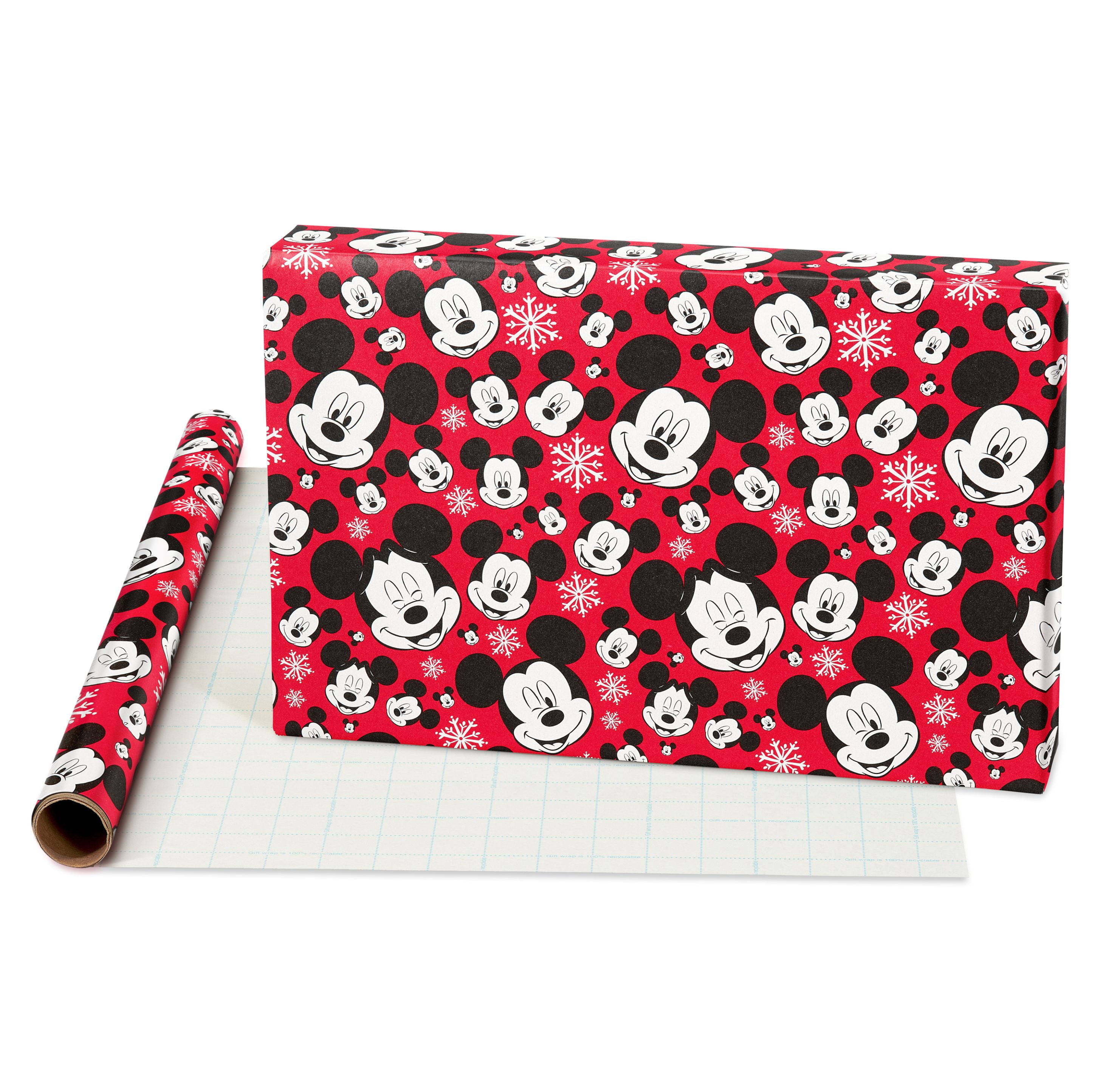 American Greetings Disney Characters Holiday Gridline Wrapping Paper, (40  x 60)