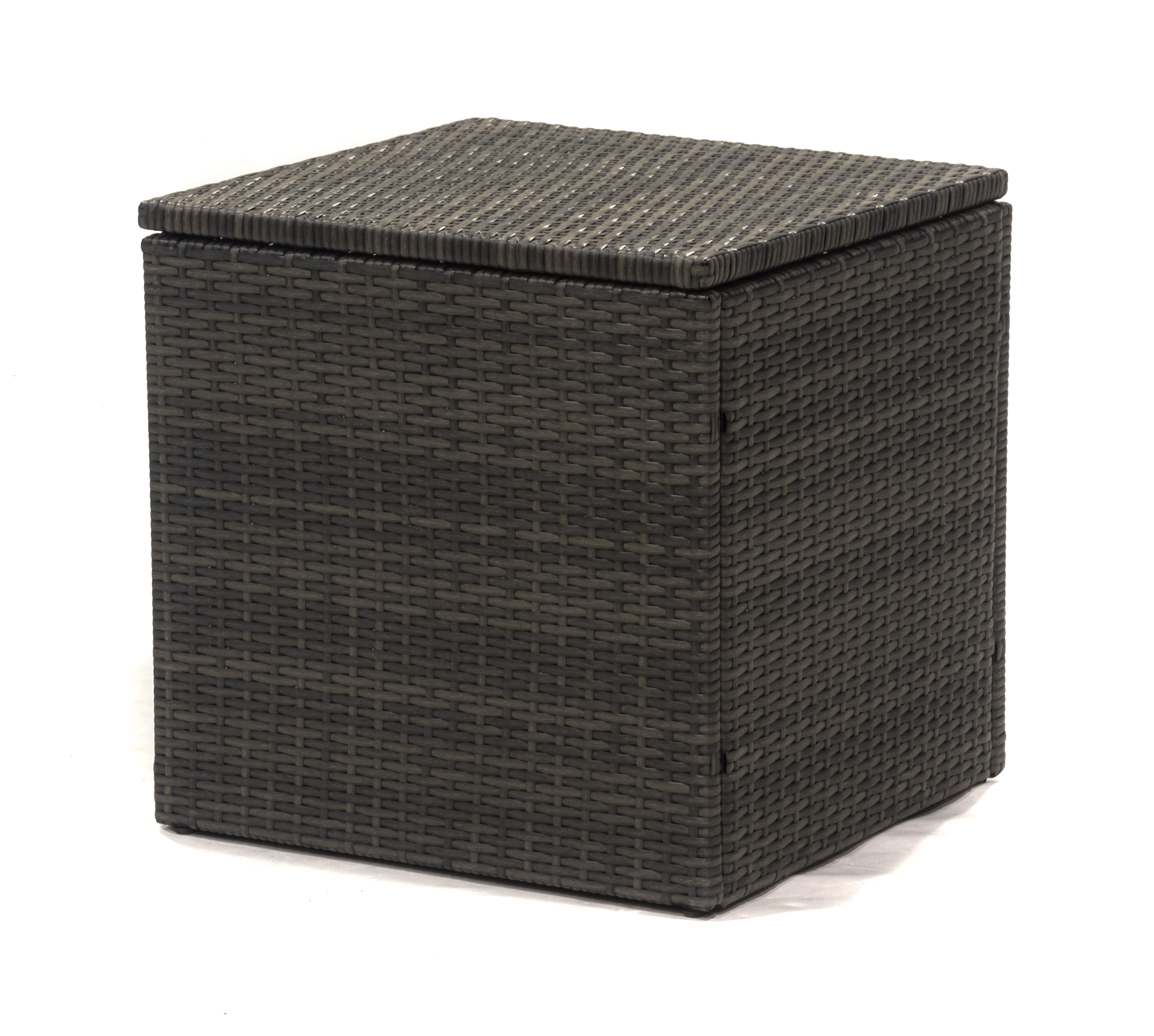 Outdoor Wicker Deck Box with Powder-Coated Steel Frame, Brown, 20 x 20 in