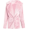thumbnail image 4 of jsaierl Women's Autumn/Winter Solid Color Cardigan Plush Lapel Coat Tops, 4 of 7