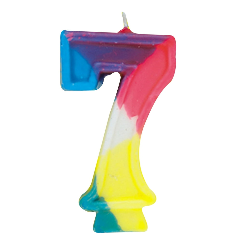 Number 7 Birthday Candle, 2.75 in, Multicolor, 1ct