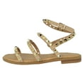 thumbnail image 2 of Forever Shoes Women Gladiator Sandals Studded Ankle Strap Flat Buckle up DING-28 Beige Taupe 9, 2 of 3