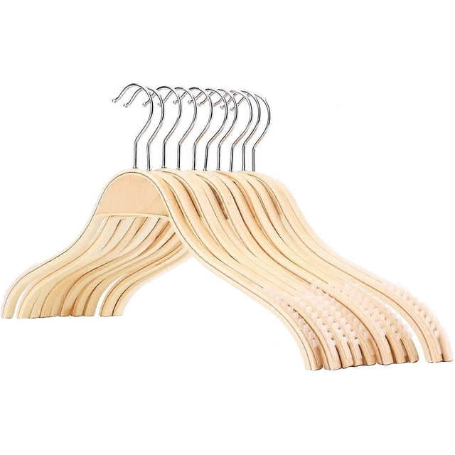 Perchas de madera con rayas antideslizantes (paquete de 10)