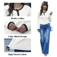thumbnail image 5 of FEDTOSING Women’s Long Sleeve Henley T Shirts Button Down Tops Ribbed Knit Shirts Casual Basic Tops, 5 of 7