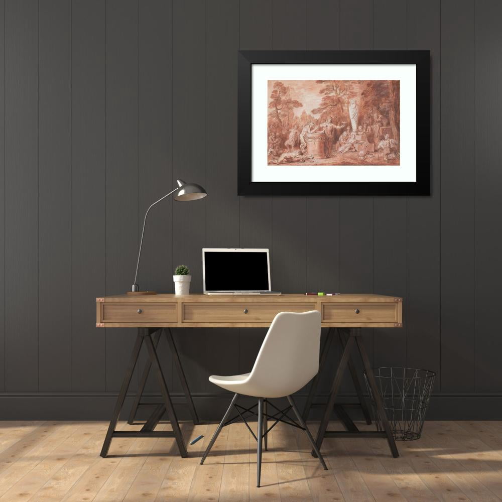 Claude Gillot 24x17 Black Modern Framed Museum Art Print Titled - Celebration in Honor of the God Pan