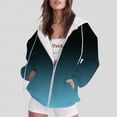 thumbnail image 2 of NinXxx Women's Casual Hoodie with Zipper Pocket Fade Hoodie Top Blue L, 2 of 5