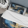 thumbnail image 4 of Designart "Strokes in Dark Blue and Gold XII" Fractals Bedding Covert Set - Abstract Blue Modern Bed Set With 2 Shams, 4 of 6