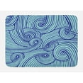 thumbnail image 1 of Blue Bath Mat, Curved Spiral Stripes Wavy Ocean Inspirations Nautical Themed Illustration, Plush Bathroom Decor Mat with Non Slip Backing, 29.5" X 17.5", Navy Blue Pale Blue, by Ambesonne, 1 of 2