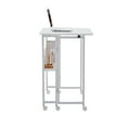 thumbnail image 3 of HiiKaa Small Folding Desk,Rolling Computer Desk Foldable with Shelf,31.5" Portable Writing Table on Wheels for Small Spaces,Home Office,Study,White, 3 of 8