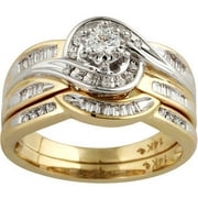 1/3 Carat T.W. Round and Baguette Diamond Bridal Set in 14kt Yellow Gold