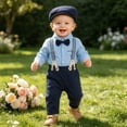 thumbnail image 2 of Lovzfmll 4-Piece Boy's Set, Polka Dot Bodysuit & Bib Pants & Hat & Bow Tie, Formal Wear for Toddler, 18-24 Months, 2 of 6