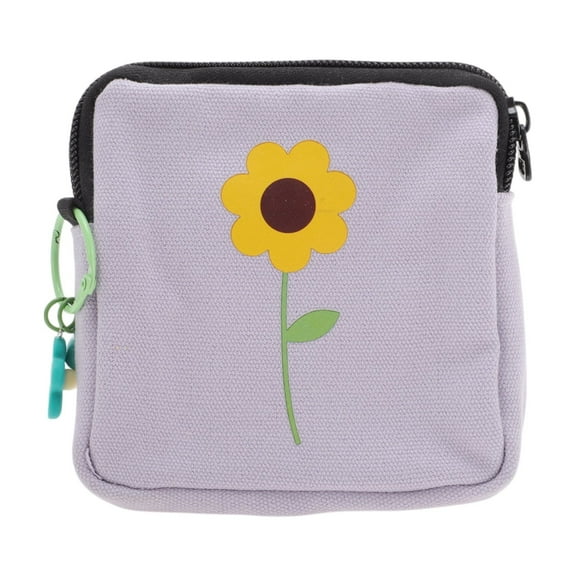 Unique Bargains 1 Pc Bell Flower Makeup Bag for Business Travel Light Purple Canvas