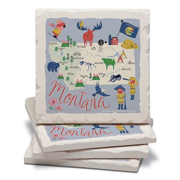 Thirstystone Montana Home Tumbled Tile Coaster 4-Pack