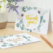Wedding Thank You Cards with Envelopes | 48 Gold Foil Floral Thank You Cards | Baby Shower Thank You Cards Floral | Bridal Shower Card | Wedding Card Thank You Notes With Envelopes Set | 4x6 Inches