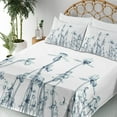 thumbnail image 5 of Ambesonne Teal White Fitted & Top Sheet Set with Shams, Orchids Floral Photo, Teal White, 5 of 8