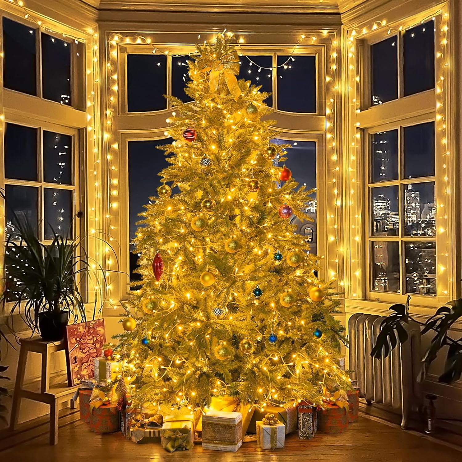 JMEXSUSS 168FT 600 LED Christmas Lights Outdoor Waterproof 8 Modes Indoor Christmas String Lights Warm White Christmas Tree Lights Plug in for Room Bedroom Wedding Party Holiday Decorations.