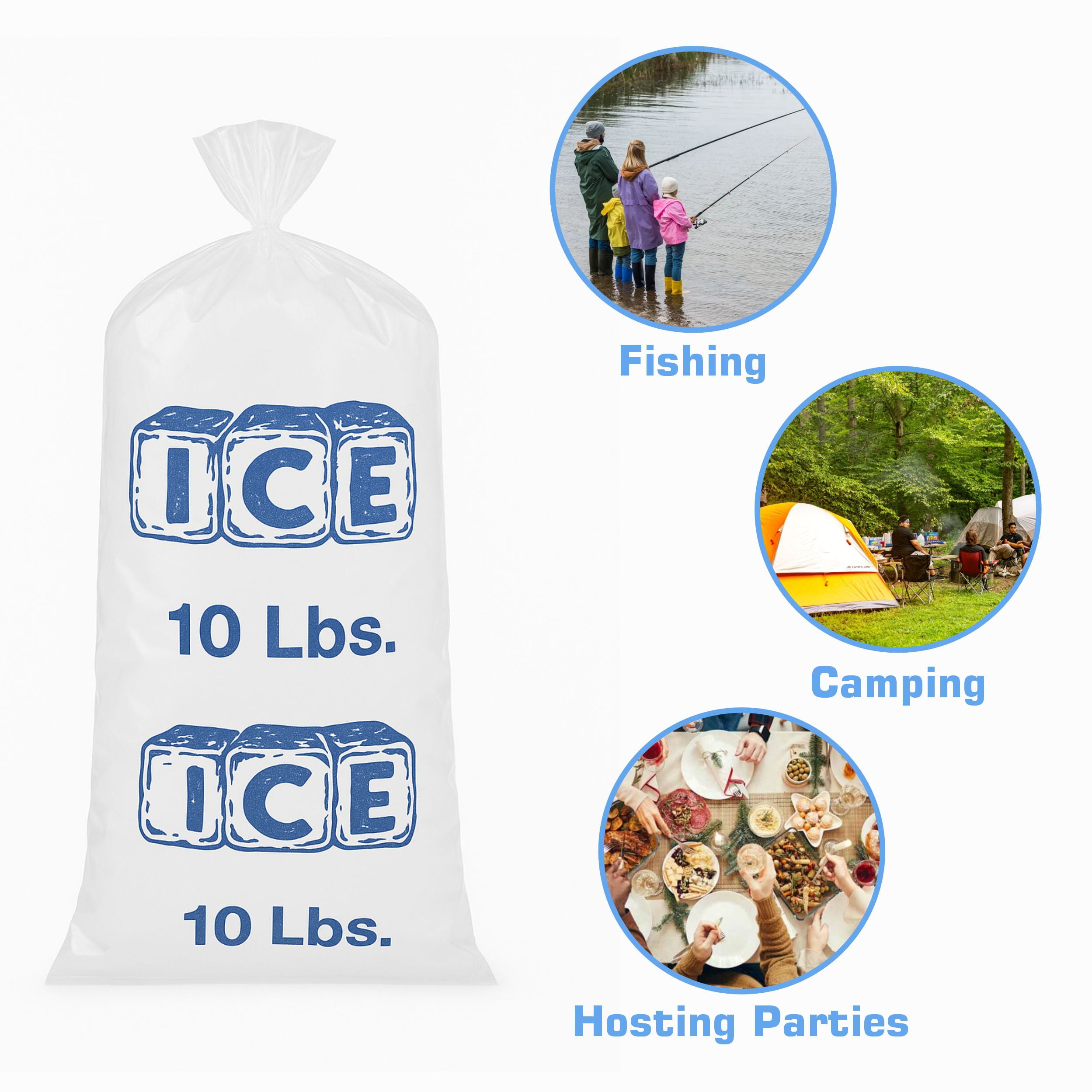 [150 Pack] 10 LB Clear Poly Ice Bags 11 in x 19 in x 1.5 mil - Durable and Heavy Duty Ice Bags Commercial Grade by EcoQuality