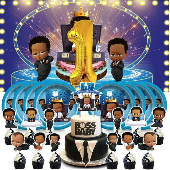 Boss Baby Africa Boy Birthday Party Plates 1st Decorations Supplies Decor Cake Topper Fans Backdrop