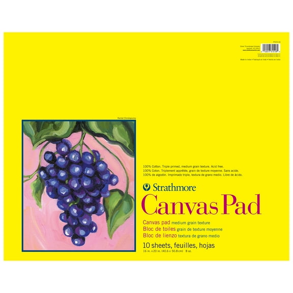 Strathmore 300 Series Canvas Pad, Tape Binding, 10 Sheet, 16x20 inch, 1 Count