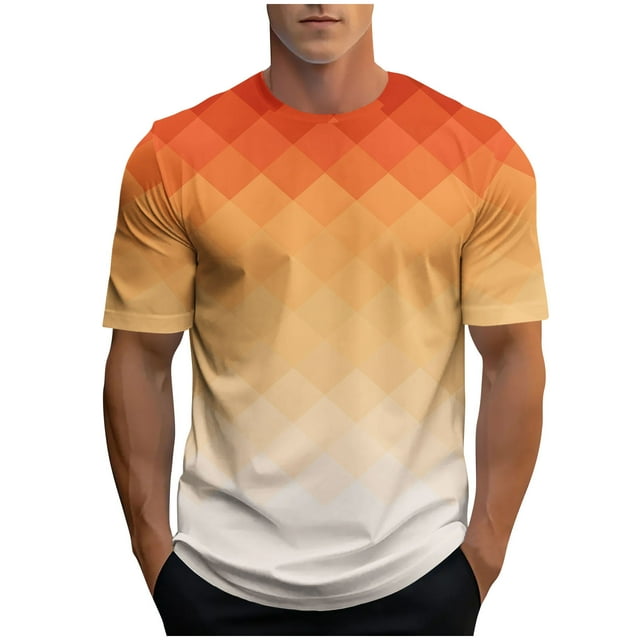 WRKEKC Chemises à Manches Courtes pour Hommes Mode Décontractée Imprimé Rayé T-Shirt Athlétique Manches Courtes Col Rond Haut Graphique Confortable