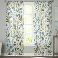 thumbnail image 3 of Blue Yellow Spring Floral Semi Sheer Curtains 96 Inch Length 2 Panels Set, Summer Elegant Botanical Green Sheer Kitchen Curtain Privacy Voile Window Curtain for Living Room Bedroom Rod Pocket Drapes, 3 of 7