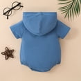 thumbnail image 4 of Baby Rompers Boy Girl Solid Color Oversized Short Sleeve Hooded Jumpsuit Summer Outfits Onesies Blue 12 Months-18 Months, 4 of 7