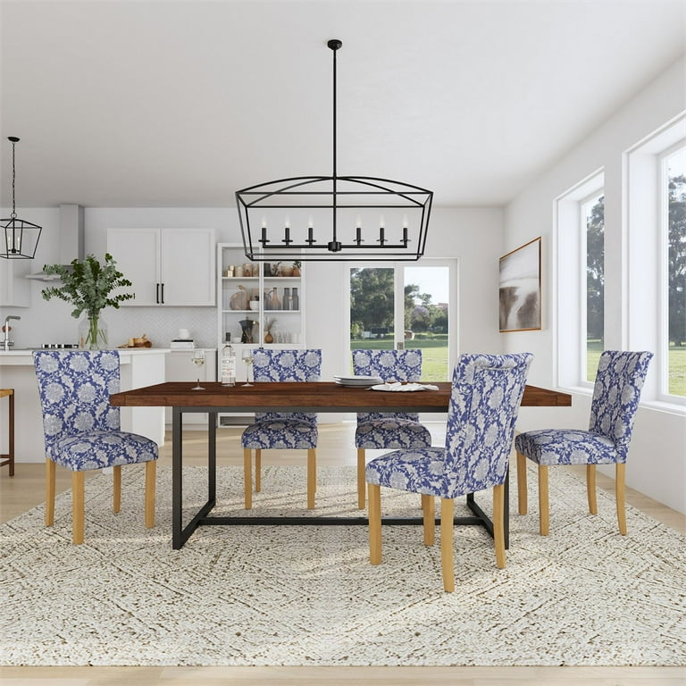HomePop Classic Parsons Dining Chair Set of 2 Light Blue Foral Print