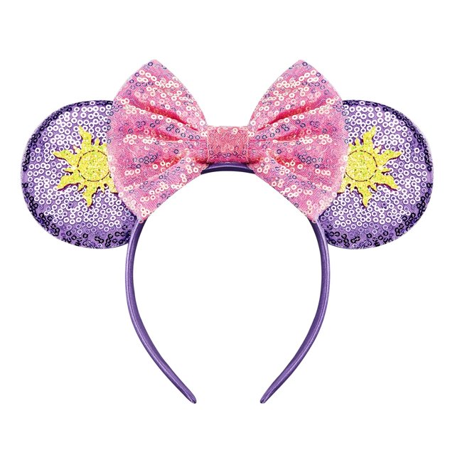 FANYITY Orejas de Minnie, Diadema con Orejas de Mickey y Lentejuelas para niños, niñas, Mujeres, Viaje de Halloween y Disney (Lazo Naranja)