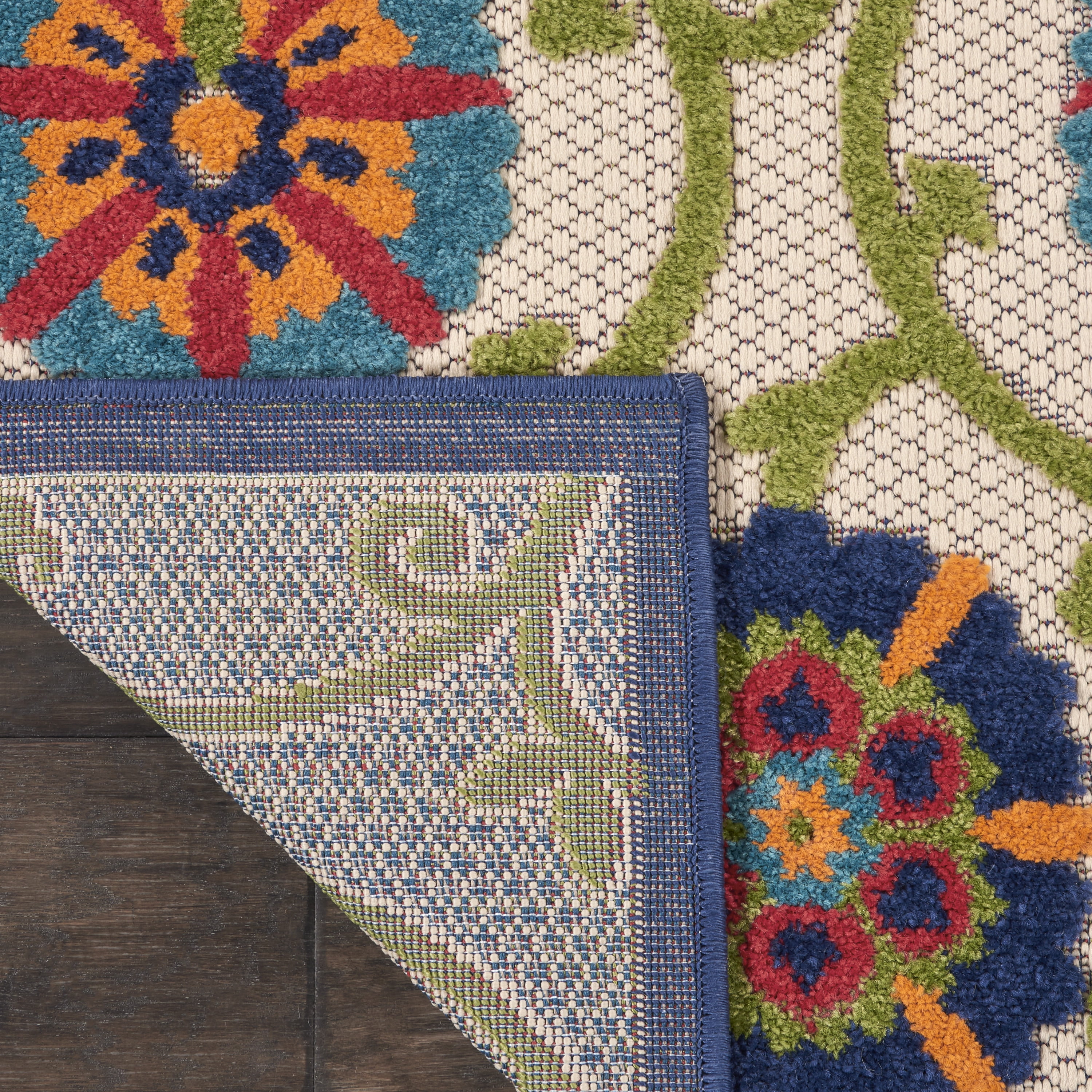 Nourison Aloha Indoor/Outdoor Blue/Multicolor 7' x 10' Area Rug, (7x10)