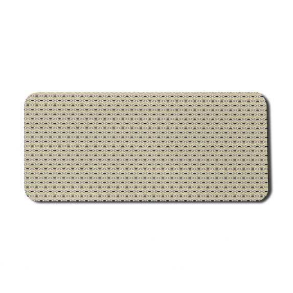 Abstract Computer Mouse Pad, Circles Lines in Scribble Drawing Style Pattern, Rectangle Non-Slip Rubber Mousepad X-Large, 35" x 15" Gaming Size, Taupe Multicolor, by Ambesonne