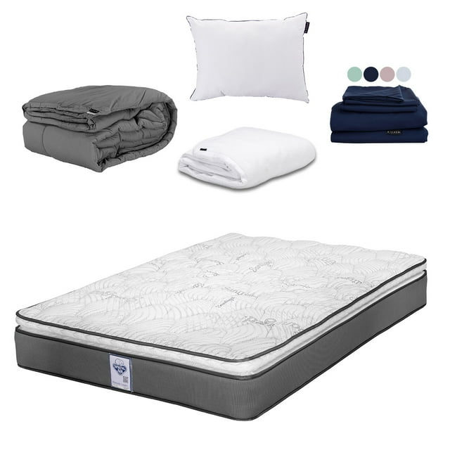 Colchón Queen Size Prestige + Almohada One + Protector Cloud + Sábanas Softy + Edredón Homy