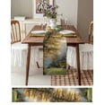 thumbnail image 6 of Fall Forest Burlap Cotton Table Runner 13x90 Inches Long, Country Pastoral Trees Cabin Nature Scenery Farmhouse Table Runners, Outdoor Dining Tablecloths Decor for Baby Shower/Party/Wedding, 6 of 6