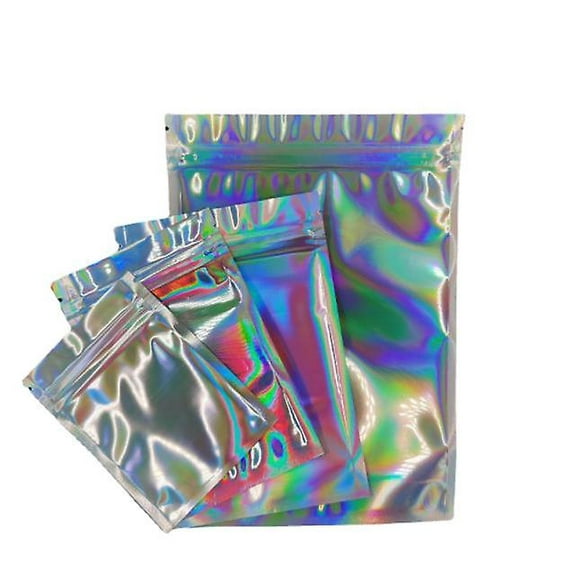 100 Pieces Smell Proof Bags Holographic Packaging Bags Storage Bag For Food Storage