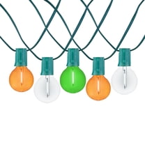 Novelty Lights 25 Feet Orange/Green/White St. Patrick's Day LED G40 Globe Plastic Shatterproof Outdoor Patio String Lights, Green Wire