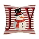 thumbnail image 2 of xihome Funda de cojn decorativa de lino y lino de 45x45 cm con estampado de muñeco de nieve, rbol de Navidad y lazo., 2 of 6