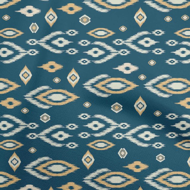 oneOone Tissu Polyester Spandex Bleu Sarcelle Tissu Robe Ikat Tissu Imprimé Tissu au Mètre 56 Pouces de Large