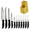 Mainstays 12 Piece Cutlery Set with Soft Grip Handles and Wood Storage Block