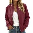 thumbnail image 5 of Perfectbot Women's Bomber Jacket, Waterproof Windproof Lightweight Full Zip Casual Fall Outwear, 5 of 8