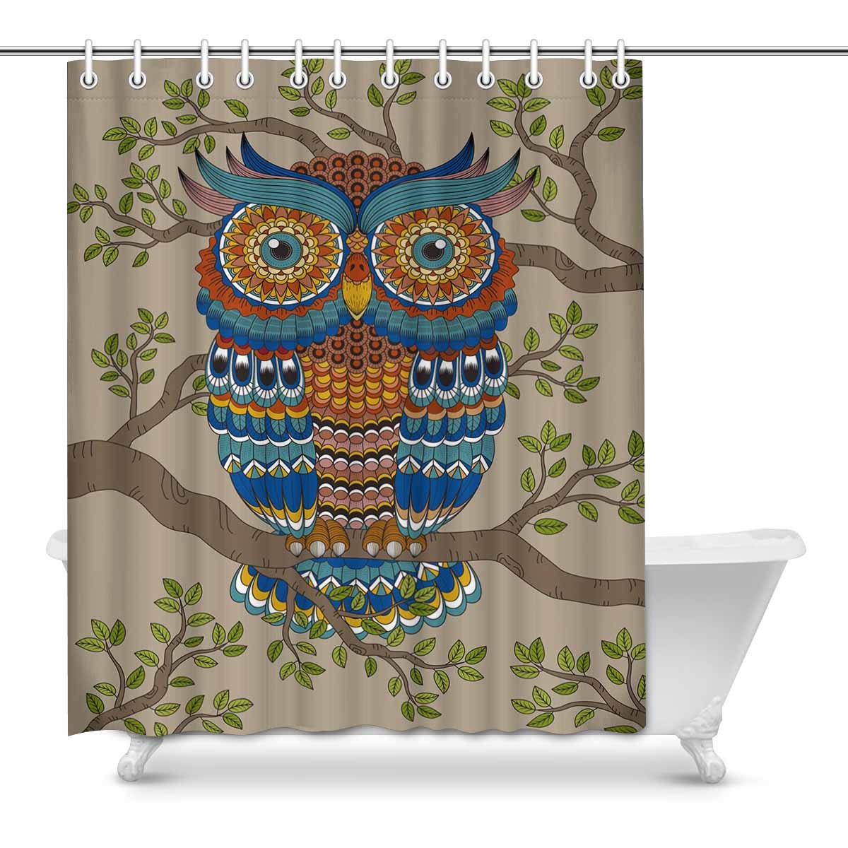 Pop Adult Coloring Page With Gorgeous Owl In The Tree Bathroom Decor Effect Shower Curtains 60x72 Inch Walmart Canada