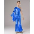 thumbnail image 3 of Vxuxlje Kids Girls One Piece Gymnastics Dancewear One Shoulder Long Sleeve Romper Jumpsuit Pageant Royal Blue 12, 3 of 7