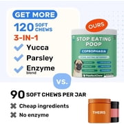 No Poop Eating for Dogs - Stop & Prevent Coprophagia - Digestive Enzymes - Breath Freshener - 120 Chews