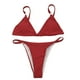 thumbnail image 5 of Traje de baño de bikini de triángulo de color sólido dividido Traje de baño de mujer de metal Sujetador divertido, 5 of 5
