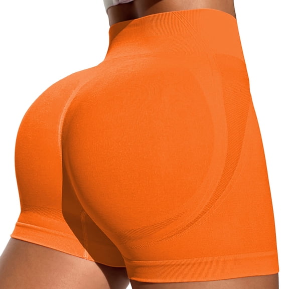 IWRICH Intensify Athletic Shorts for Women Seamless Workout Shorts High Waisted Active Gym Yoga Shorts Orange S