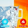 thumbnail image 4 of 40 oz Tumbler with Handle and Straw, Stainless Steel Insulated Cup - Leak Proof Lid, Double Wall Vacuum Insulated, Keeps Drinks Cold/Hot for Hours, Pineapple Design., 4 of 6