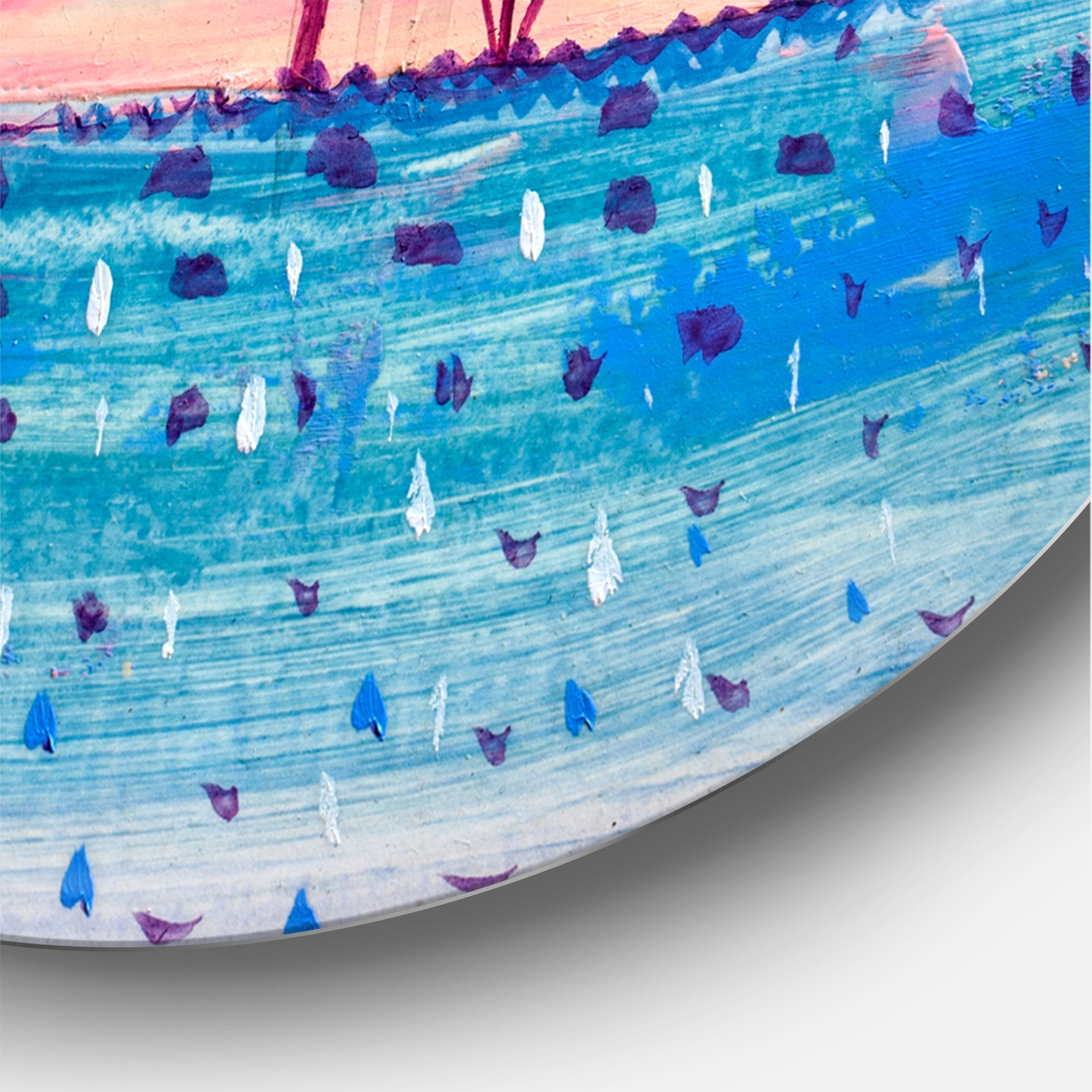Designart 'Purple Coloured Tree Impression Landscape II' Modern Circle Metal Wall Art 11x11 - Disc of 11