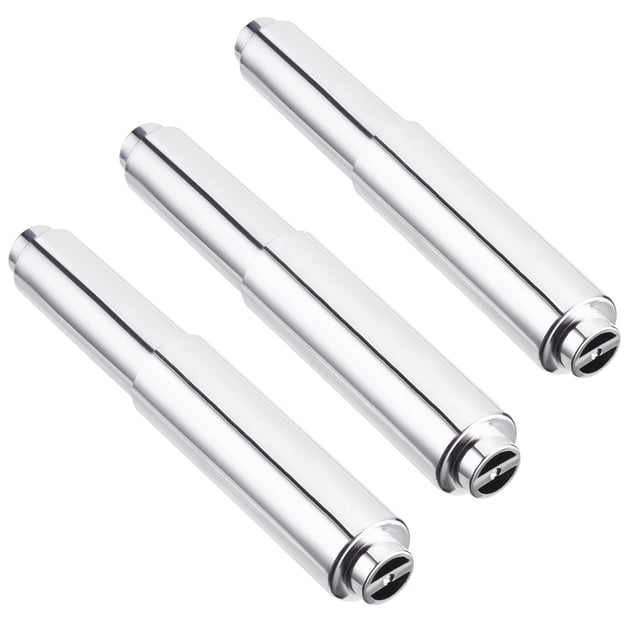 Paquete de 3 soportes para papel higiénico, soporte para papel higiénico, repuesto de plástico con resorte (extremo grande cromado)