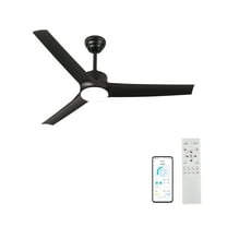 52 inch black ceiling fan with light 3 reversible blades 2 downrods 6 speed remote control
