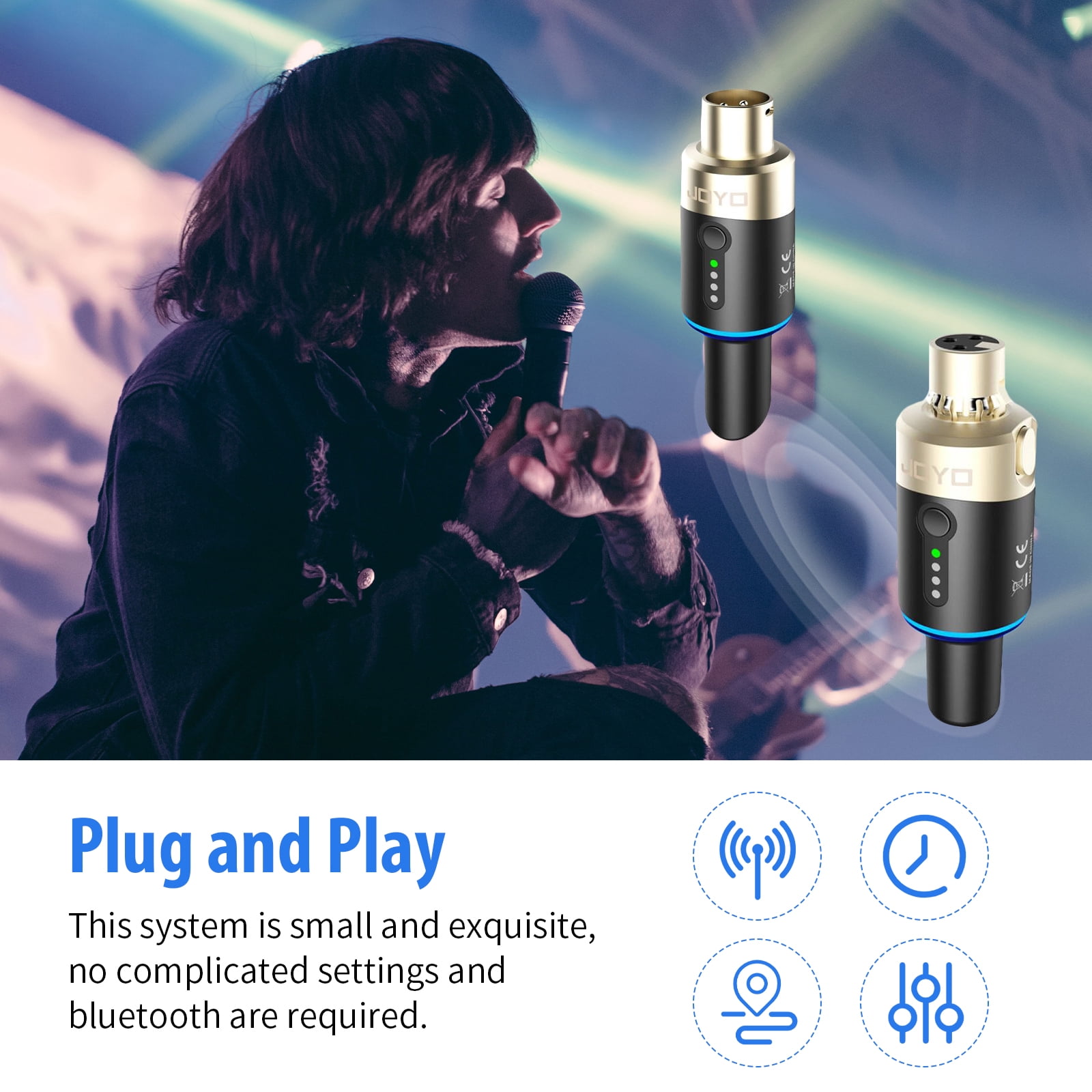 JOYO 5.8GHz Microphone Wireless System Transmitter & Receiver 4 Channels Dynamic MW-1