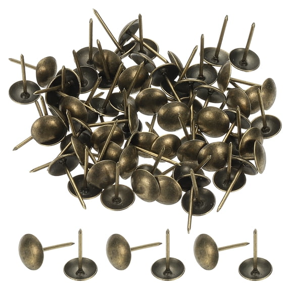 Uxcell 200 Pcs Upholstery Tacks 0.75" x 7/16" Head Dia Vintage Thumb Nails Pins for DIY Decor