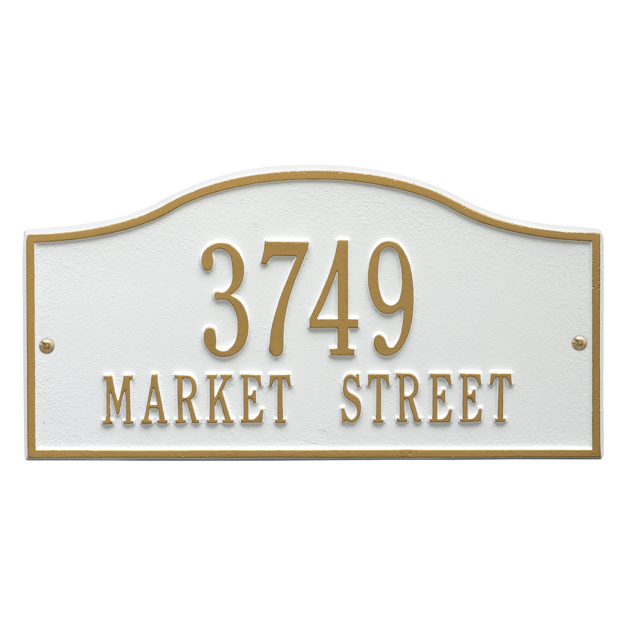 Personalized Whitehall Products Rolling Hills Standard Wall Address Plaque in White Gold by Whitehall