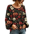 thumbnail image 4 of Stamzod Blouses for Women Fall Fashion Halloween Printed Long Sleeve Tops Dressy Casual Shirts, 4 of 5
